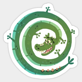 Dragon verde espiral Sticker